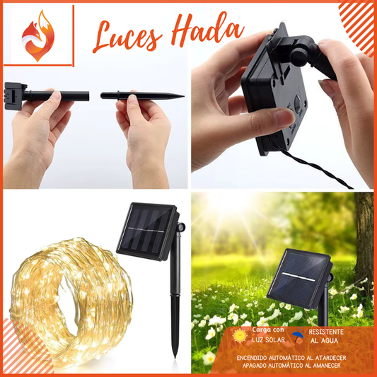 Luces Navidad Amarillo Solar 10m