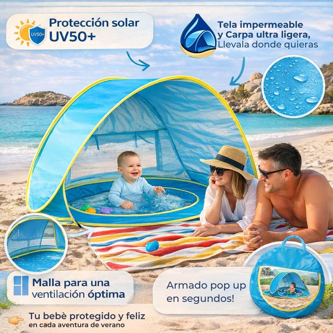 MiniOasis® – Carpa de Playa Pop Up con Piscina para Bebés